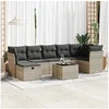Image de Salon de jardin modulable - Lot de 8 pieces - Resine tressee - 7 personnes - Table fixe pliante - Gris