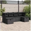 Image de GENERIQUE - Salon de jardin modulable - Lot de 6 pièces - Résine tressée noir - 2 personnes - Table fixe