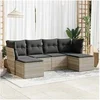 Image de Salon de jardin modulable - Pack de 6 pièces - 6 personnes - Gris - Résine tressée - Table 55x53x55 cm