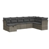 Image de Salon de jardin 8 pcs avec coussins gris résine tressée, ensemble de canapés d'extérieur, ensemble de canapé d'angle 3325336