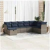 Image de Salon de jardin 8 pcs avec coussins gris résine tressée 3325337