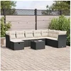 Image de Salon de jardin modulable GENERIQUE 9 pieces 8 personnes noir 55 x 55 x 37 cm resine tressee
