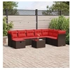 Image de Salon de jardin avec coussins 9 pcs marron résine tressée 3325350