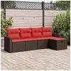 Image de Salon de jardin avec coussins 5 pcs marron résine tressée 3325370