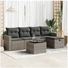 Image de Salon de jardin 6 pcs avec coussins gris résine tressée 3325376