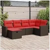 Image de Salon de jardin avec coussins 6 pcs marron résine tressée 3325390