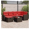 Image de Salon de jardin avec coussins 7 pcs marron résine tressée 3325400