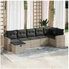 Image de Salon de jardin modulable 7 pièces résine tressée gris 7 personnes 62 x 65.5 x 69 cm