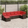 Image de Salon de jardin avec coussins 7 pcs marron résine tressée 3325410