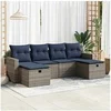 Image de Salon de jardin 6 pcs avec coussins gris résine tressée 3325427