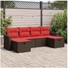 Image de Salon de jardin avec coussins 6 pcs marron résine tressée 3325430