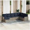 Image de Salon de jardin 8 pcs avec coussins gris résine tressée 3325437