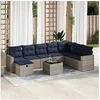 Image de Salon de jardin 9 pcs avec coussins gris résine tressée 3325447