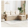 Image de Salon de jardin modulable resine tressee beige 4 pieces x 62 x 69
