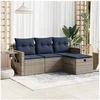 Image de Salon de jardin GENERIQUE resine tressee 4 pieces gris 62 x 62 x 69 cm