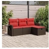 Image de Salon de jardin 4 pcs avec coussins marron résine tressée 3325460