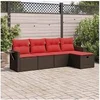 Image de Salon de jardin avec coussins 5 pcs marron résine tressée 3325470