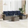 Image de Salon de jardin 6 pcs avec coussins gris résine tressée 3325477
