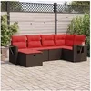 Image de Salon de jardin avec coussins 6 pcs marron résine tressée 3325490