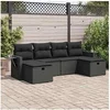 Image de Salon de jardin 6 pcs avec coussins noir résine tressée 3325521