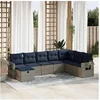 Image de Salon de jardin 8 pcs avec coussins gris résine tressée 3325537