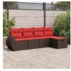 Image de Salon de jardin avec coussins 5 pcs marron résine tressée 3325570