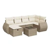 Image de Salon de jardin modulable vidaxl resine tressee 7 pieces 6 personnes 55 x 71 x 69 cm beige