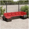 Image de Salon de jardin avec coussins 7 pcs marron résine tressée 3325610