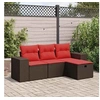 Image de Salon de jardin 4 pcs avec coussins marron résine tressée 3325660