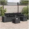 Image de Salon de jardin 6 pcs avec coussins noir résine tressée 3325671