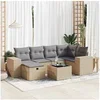 Image de Salon de jardin modulable bois massif beige 6 personnes 62 x 93 x 69 cm 7 pieces