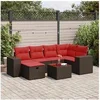Image de Salon de jardin avec coussins 7 pcs marron résine tressée 3325700