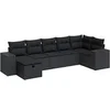 Image de Salon de jardin 7 pcs avec coussins noir résine tressée 3325701
