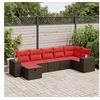 Image de Salon de jardin avec coussins 7 pcs marron résine tressée 3325710