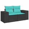 Image de Salon de jardin - Pack de 6 pièces - Rotin noir - 1 table 2 canapés - Avec rangement