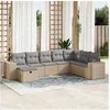 Image de Salon de jardin modulable resine tressee beige 8 pieces x 93 x 69 8 personnes