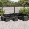 Image de Salon de jardin modulable - Lot de 9 pièces - en résine tressée noir 2 personnes 62 x 93 x 69 cm