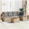 Image de Salon de jardin avec coussins 6 pcs beige résine tressée 3325755