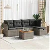 Image de Salon de jardin modulable resine tressee gris 5 personnes 55 x 53 x 55 cm 6 pieces