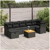 Image de Salon de jardin modulable noir bois massif 7 personnes 55 x 55 x 37 cm 8 pieces