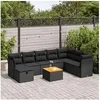 Image de Salon de jardin modulable vidaxl resine tressee noir 9 pieces 55 x 55 x 37 cm 2 personnes