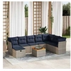 Image de Salon de jardin 9 pcs avec coussins gris résine tressée 3325778