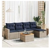 Image de Salon de jardin 6 pcs avec coussins gris résine tressée 3325785