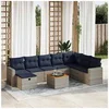 Image de Salon de jardin 9 pcs avec coussins gris résine tressée 3325806