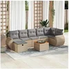 Image de Salon de jardin modulable resine tressee beige 8 pieces 62 x 71 x 69 8 personnes