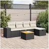 Image de Salon de jardin 6 pcs avec coussins noir résine tressée, ensemble de canapés d'extérieur, ensemble de canapé d'angle 3325864