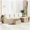 Image de Salon de jardin avec coussins 6 pcs beige résine tressée, ensemble de canapés d'extérieur, ensemble de canapé d'angle 3325866