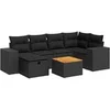 Image de Salon de jardin modulable - Lot 7 pièces - 6 personnes - Résine tressée noire - 62 x 93 x 69 cm