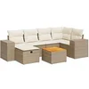 Image de Salon de jardin modulable Vidaxl rotin beige 7 pieces x 93 x 69 6 personnes