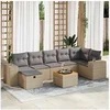Image de Salon de jardin modulable bois massif 8 pieces 7 personnes 62 x 93 x 69 cm beige
